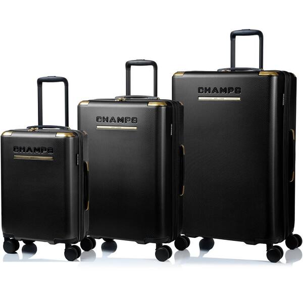 CHAMPS LUXE II 28 in.,24 in., 20 in. Black Hardside Luggage Set