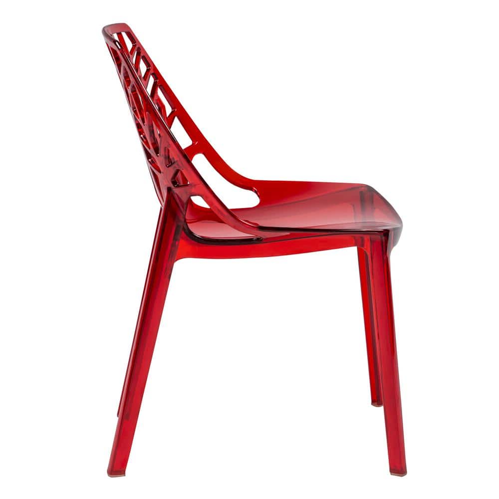 Elysian Grove Transparent Red Plastic Side Chair