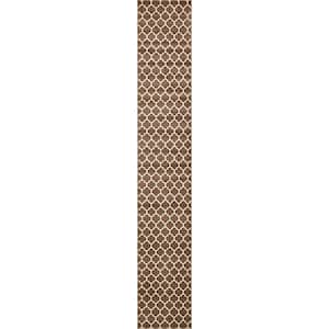 Trellis Philadelphia Medium Brown/Beige 2.7 ft. x 16.5 ft. Runner Rug