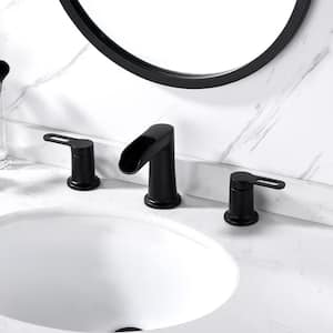 Waterfall 8 in. Widespread 2-Handle Bathroom Faucet in Matte Black