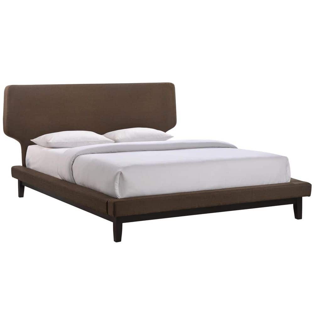 Bethany Black Brown Wood Frame Mid-Century Modern Upholstered Queen Platform Bed price history on PriceWatchPro