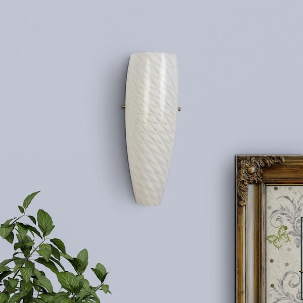 Maxax Janson 5.1 in. W 1-Light Brushed Iron Modern Unique Wall Sconce with White Stripe Glass Shade
