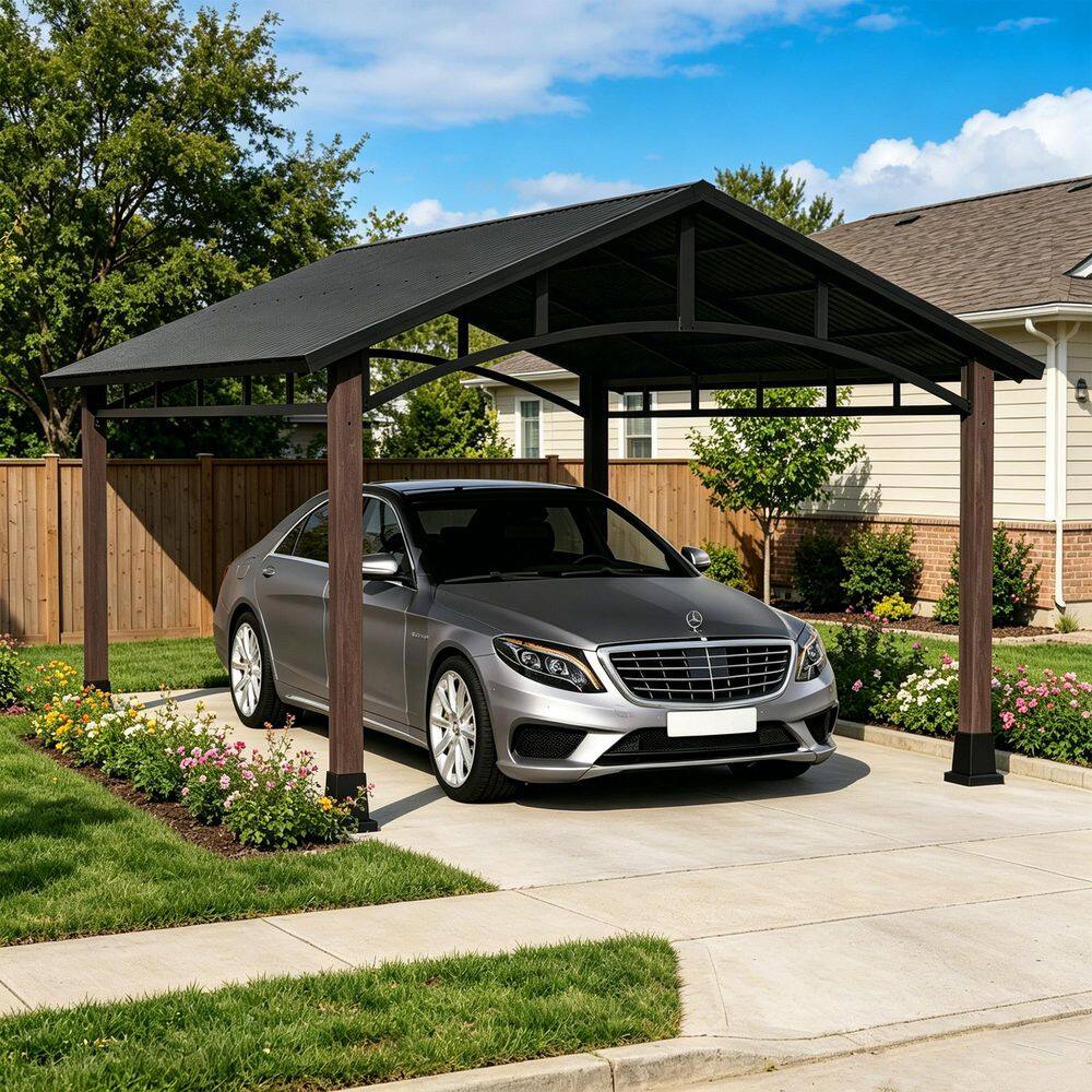 15 ft. x 13 ft. Outdoor Solid Wood Patio Hardtop Gazebo with Ceiling Hook and Black Galvanized Steel Roof price history on PriceWatchPro
