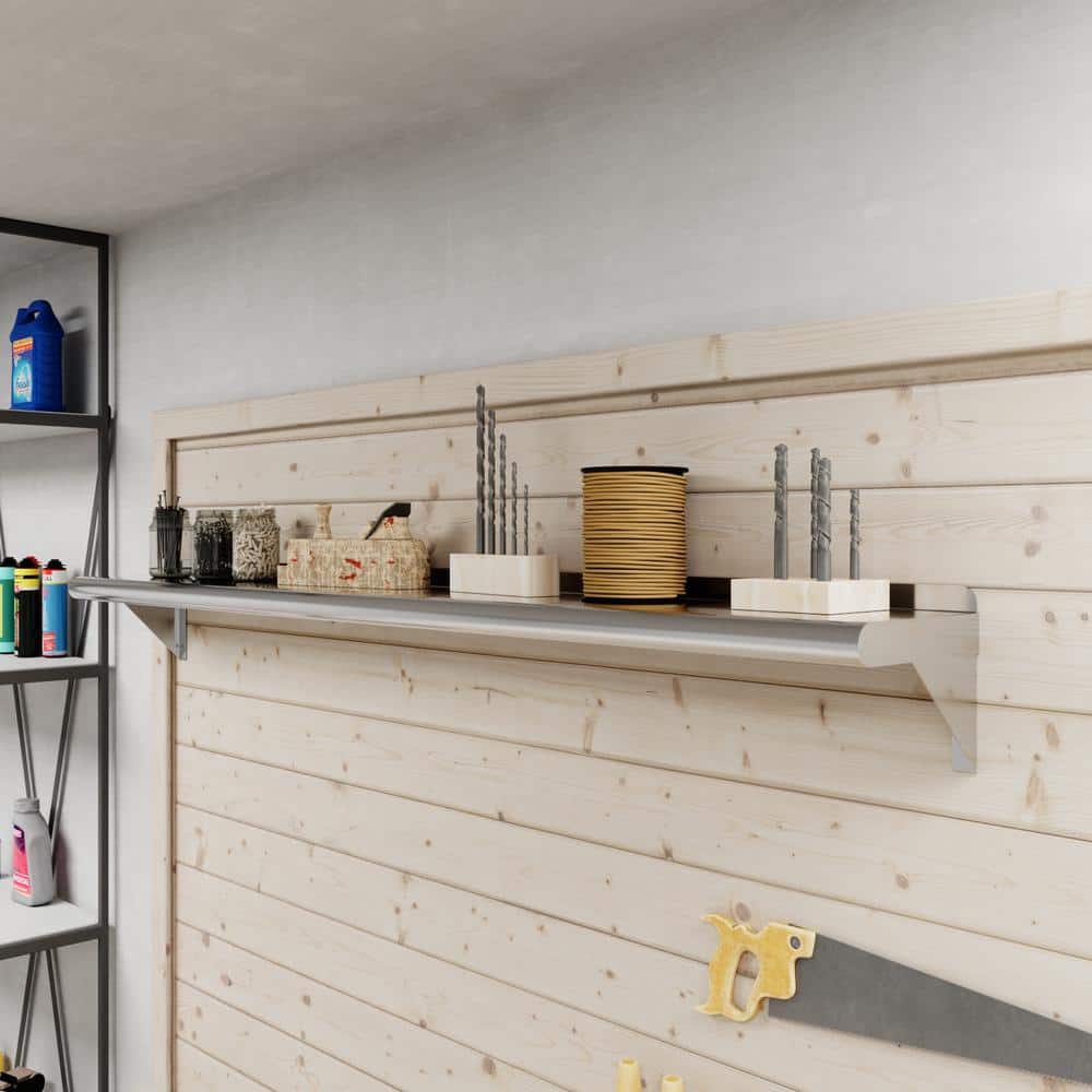 60-Inch Stainless Steel Wall Shelf with Brackets