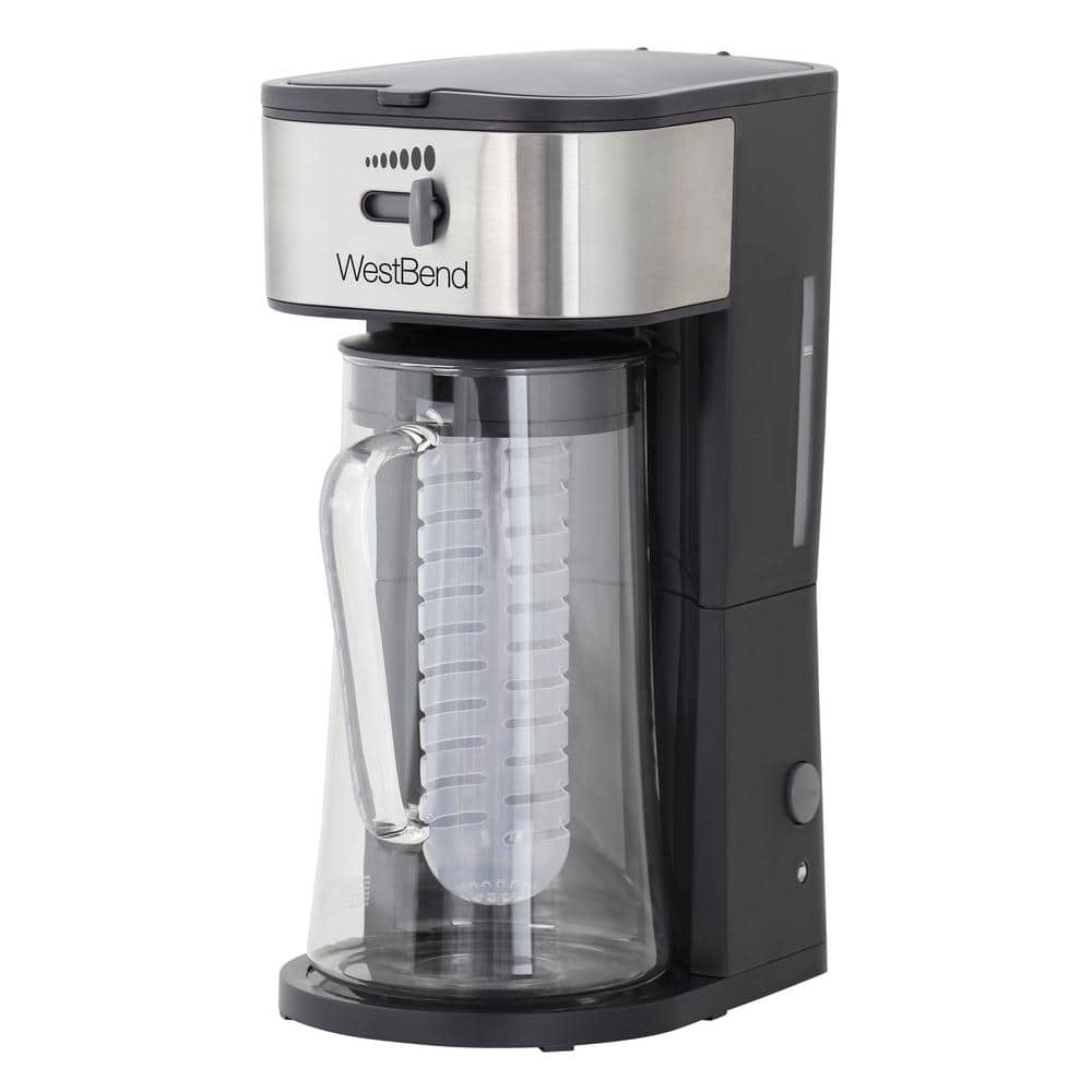 Iced Tea Iced Coffee Maker Black 2 Qt W/ Lid Brewing Glass Home Kitchen Machine 