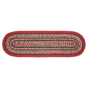Forrester Indoor/Outdoor 8 in. W x 24 in. L Red Green Crème Oval Stripe PET Table  Runner