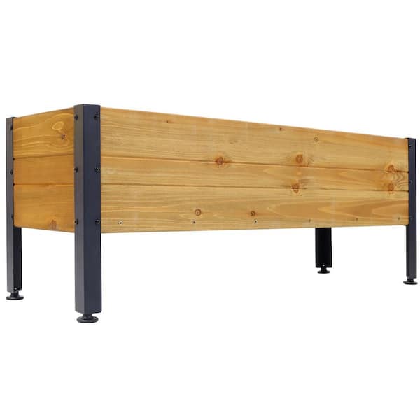 Cubilan Wood Rectangular Garden Planter Box Raised Bed Outdoor Planters for Plant Elevated Flower-37 in. x 12.75 in. x 14.75 in.