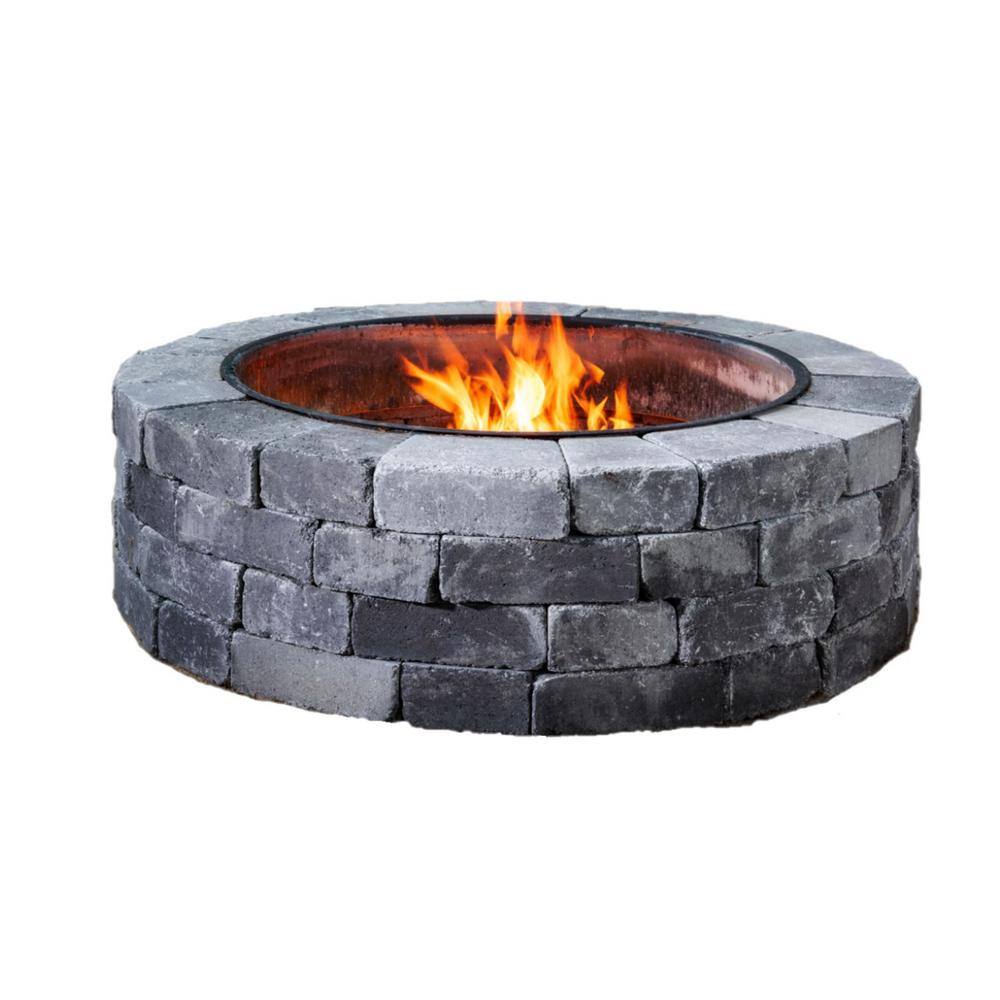Oldcastle Weston 52 in. x 12 in. Charcoal Round Fire Pit Kit 13070015