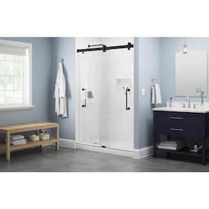 Paxos 60 in. W x 76 in. H Frameless Sliding Shower Door in Matte Black with 5/16 in. (8mm) Tempered Clear Glass