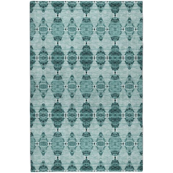 Dream Shag Premium Machine Washable Abstract ADS610 Teal 10 ft. x 14 ft. Area Rug
