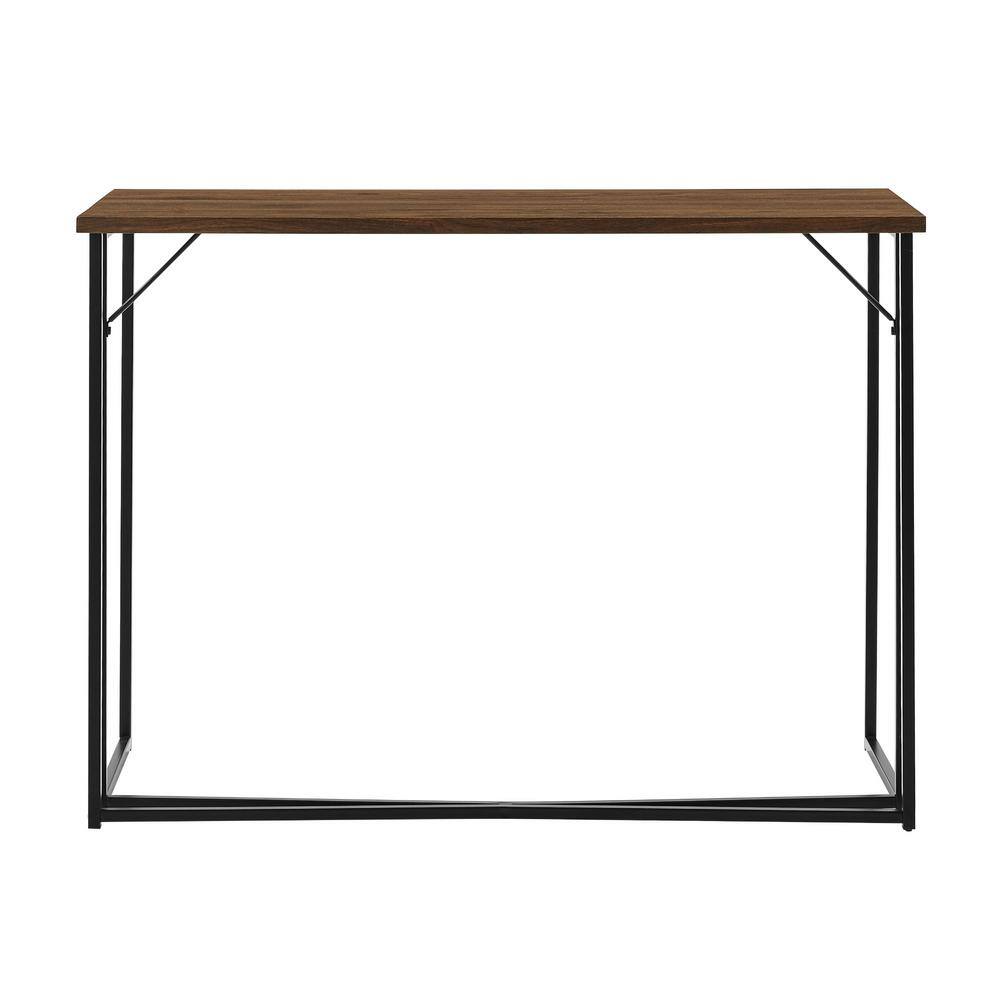 Dark Walnut and Black Metal Y-Leg Writing Desk