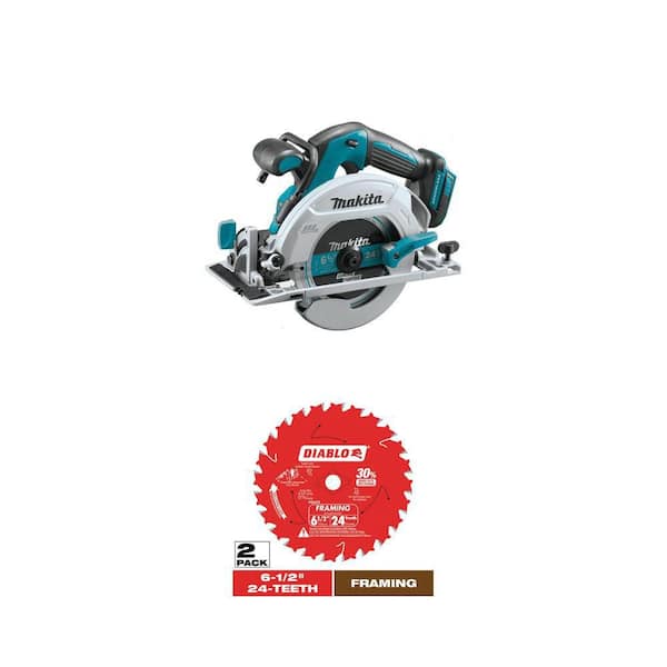 18V LXT 6-1/2 in. Brushless Cordless Circular Saw with Electric Brake and 6-1/2in. 24T Blade (2-Pack) Combo