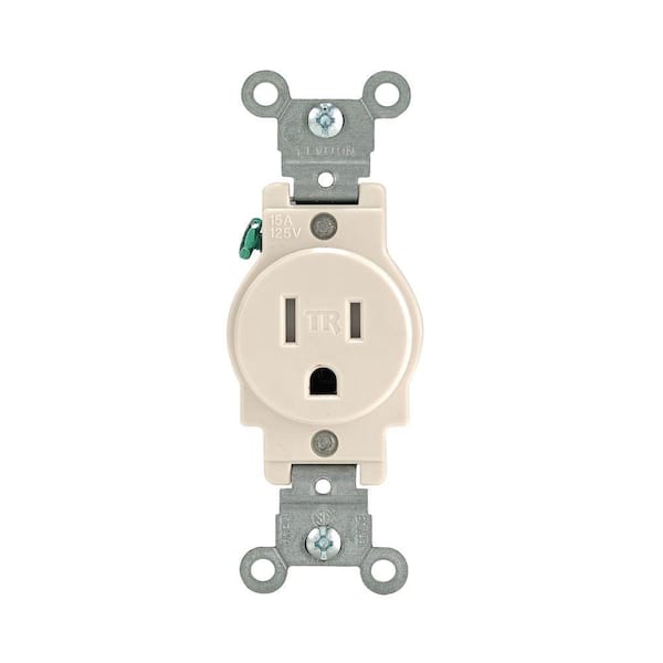 Leviton 15 Amp Commercial Grade Tamper Resistant Single Outlet, Light ...