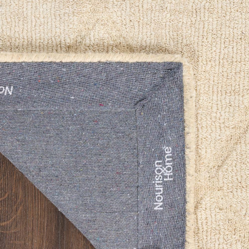 Ivory Geometric Handwoven Wool 5' x 7' Area Rug