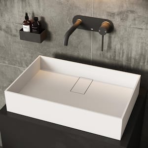 Bryant Modern White Matte Stone 23 in. L x 15 in. W x 5 in. H Rectangular Vessel Bathroom Sink