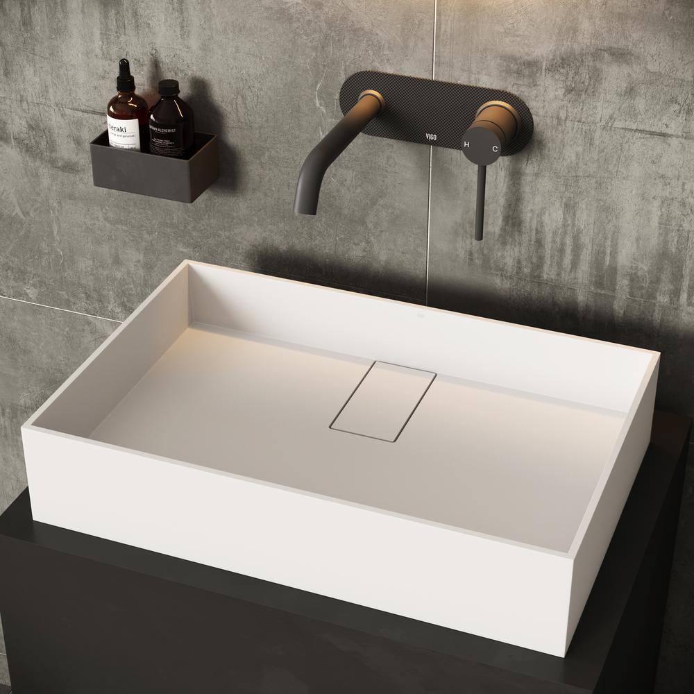 Bryant 23" Matte White Stone Rectangular Vessel Sink