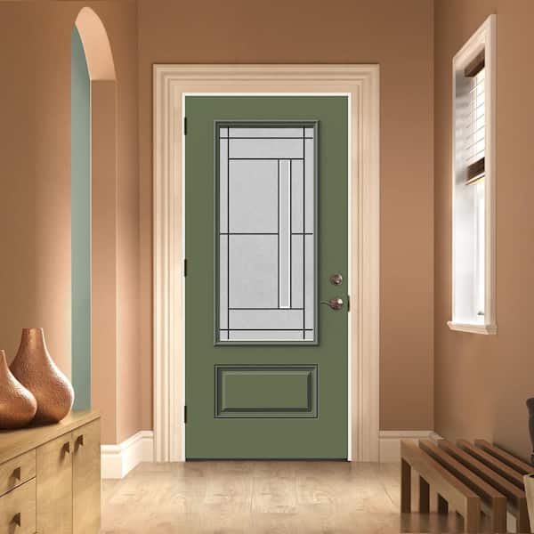 JELD-WEN 36 in. x 80 in. Right-Hand 3/4 Lite Decorative Glass