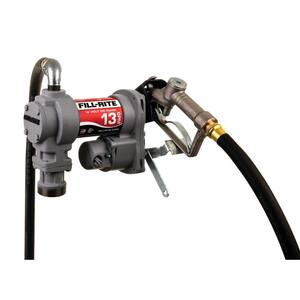 12-Volt 1/4 HP DC Fuel Transfer Utility Pump Hose Manual Nozzle and Suction Pipe