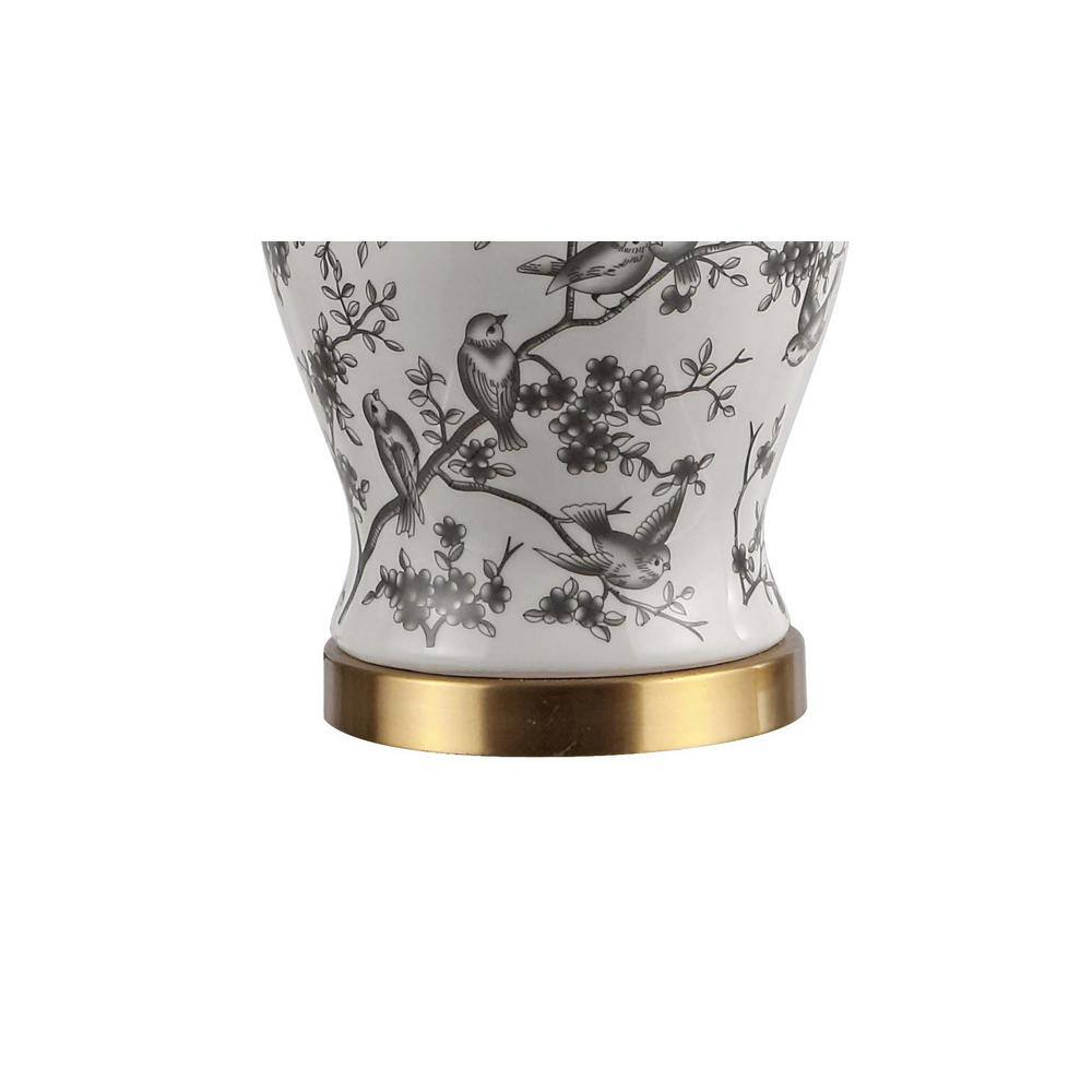 Penelope 22" Classic Chinoiserie LED Table Lamp in Gray and White
