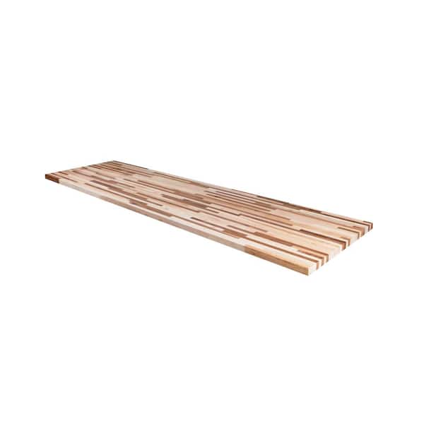 AMERICAN HARDWOOD INDUSTRIES 8 ft. L x 25 in. D x 1.5 in. Unfinished Maple and Walnut Butcher Block Countertop, with Square Edge