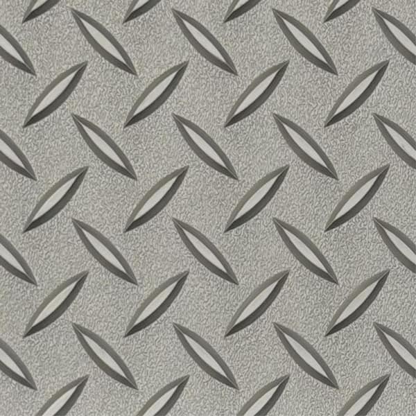 Textured Slip Resistant Diamond Plate 7.5 ft. x 26 ft. Silver Vinyl Garage Flooring Roll Car Mat, 23 Sizes Available