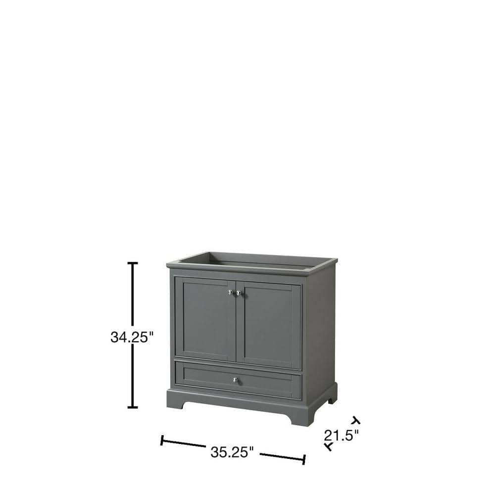 Deborah Dark Gray 35" Single Freestanding Vanity Base with Polished Chrome Hardware