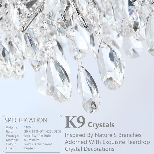 59 in. 18-Lights Silver Luxury Crystal Linear Chandelier Modern Branch Chandelier for Dinning Room, Kitchen, Living Room