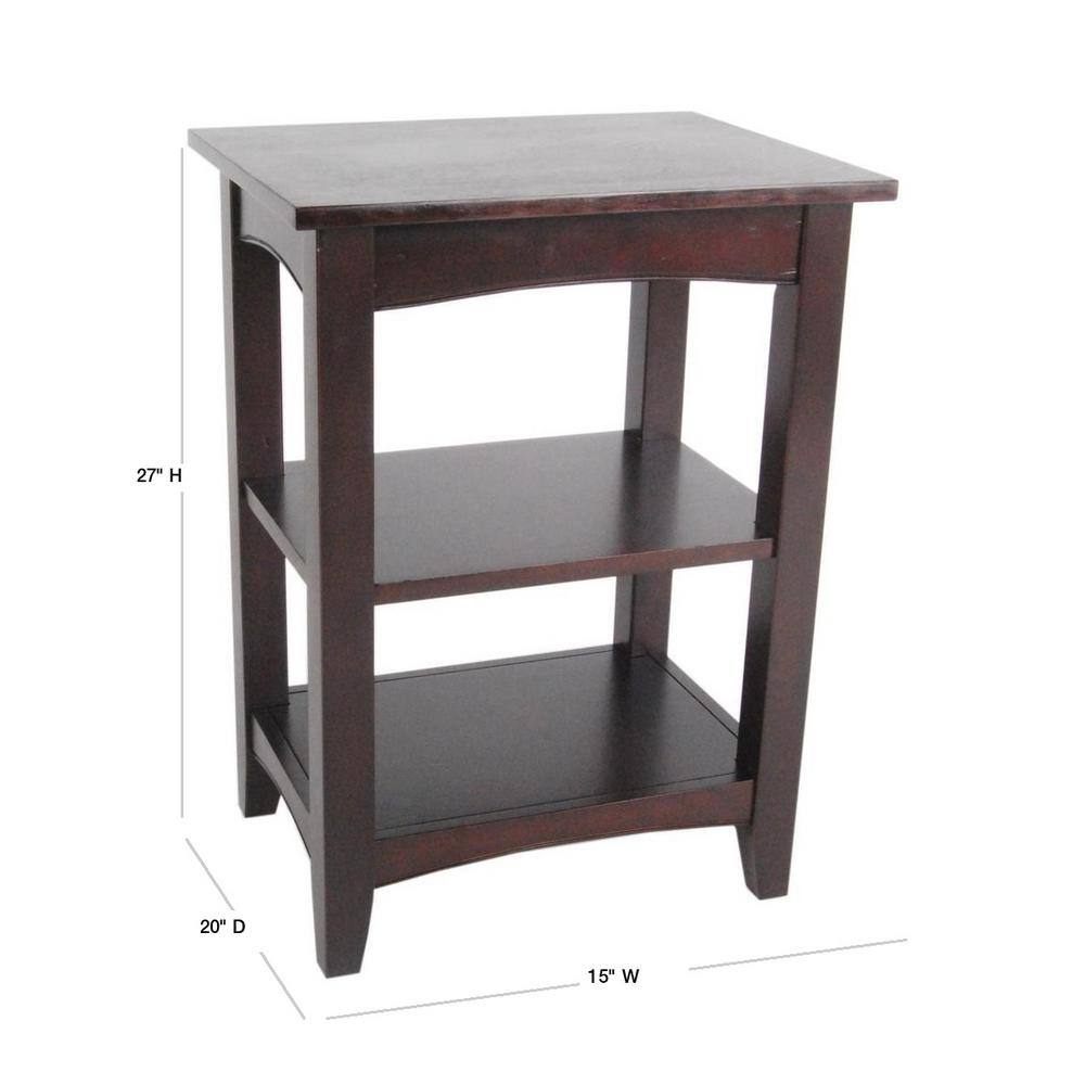 Espresso Shaker Cottage Wood 2 Shelf End Table