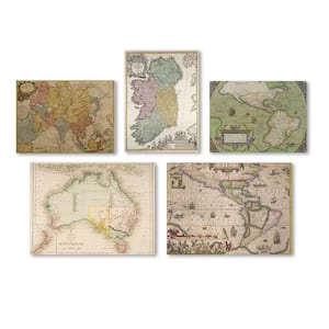 40 in. x 56 in. x 1.5 in. Vintage Maps Wall Collection Framed Travel Wall Art