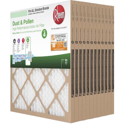 12-Pack Rheem FPR 4 Basic Household Pleated Air Filter (various Sizes ...