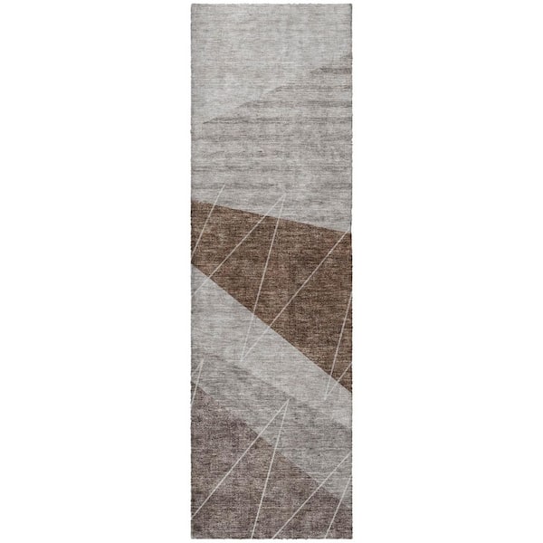 Dream Shag Premium Machine Washable Abstract ADS706 Gray 2 ft. x 7 ft. Runner Rug