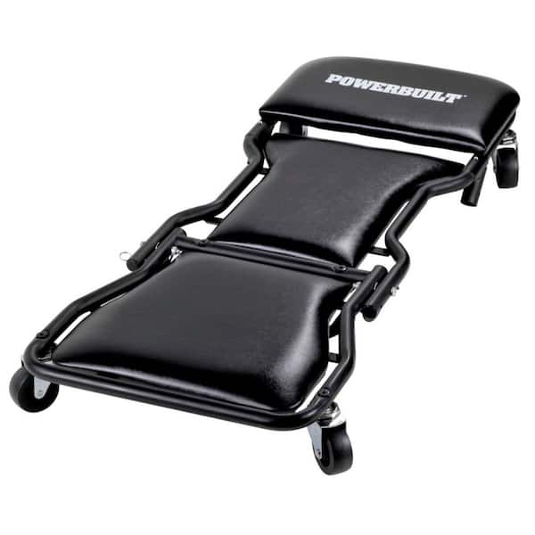 42 in. 300 lb. Capacity Black Triplex Folding Creeper With Padded Headrest