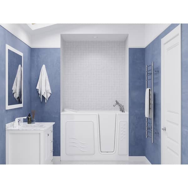 Builder's Series 30 in. L x 52 in. W Right Side Drain Soaker Bathtub in White with Fast Filling Faucet Set