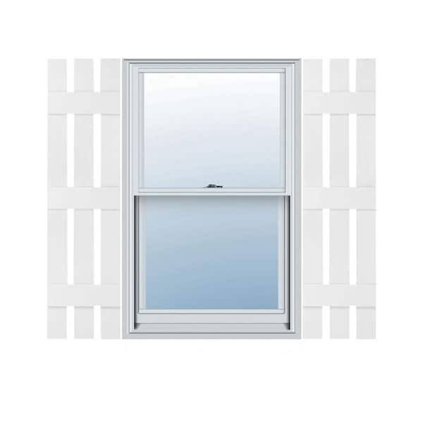 Ekena Millwork 12 in. x 67 in. Lifetime Vinyl Standard Three Board Spaced Board and Batten Shutters Pair Bright White