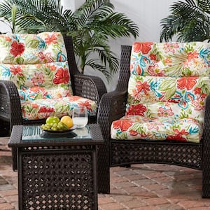 22 in. x 44 in. Outdoor High Back Dining Chair Cushion in Breeze Floral (2-Pack)