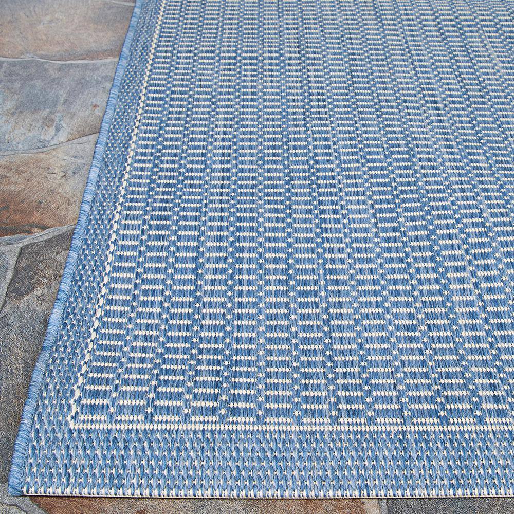 Blue Rectangular Flat Woven Stain-Resistant Synthetic Rug 8'6" x 13'0"