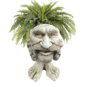 18 in. Antique White Axle the Muggly Statue Face Planter Holds 7 in. Pot
