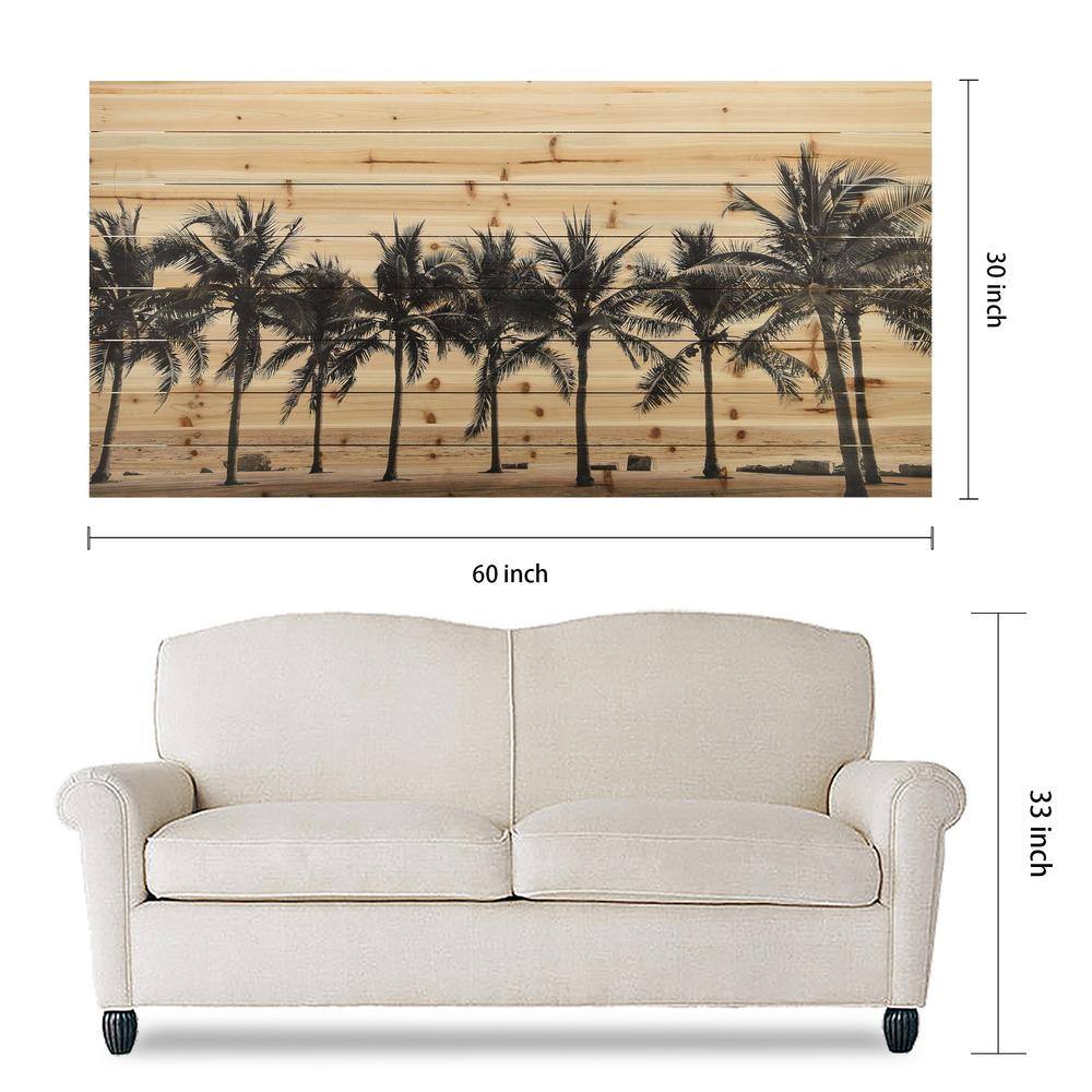 Solitary Beach Black and Beige Solid Fir Wood Wall Art