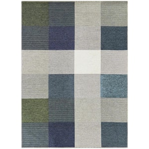 Davies Blue 8 ft. x 10 ft. Geometric Area Rug