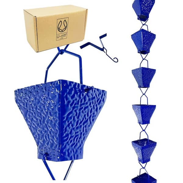 U-nitt 8.5 ft. Blue Square Textured Rain Chain