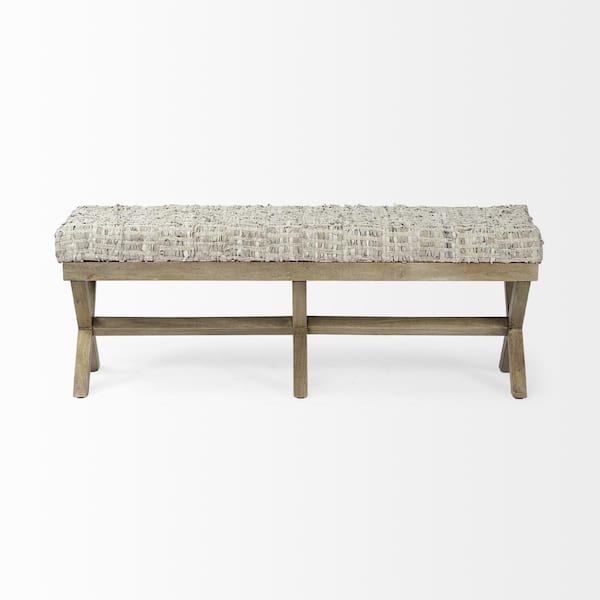 HomeRoots Amelia  Beige 50  in. Cotton Blend Bedroom Bench Backless  Upholstered