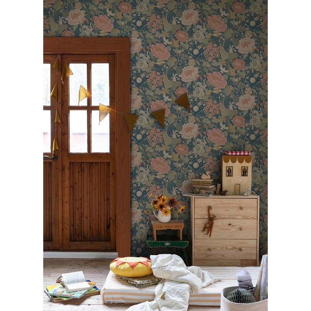 Annika Ocean Blue Floral & Fauna Non-Pasted Wallpaper