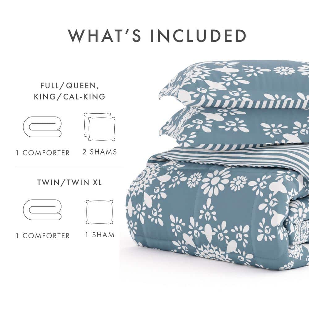 Light Blue Striped Microfiber Twin Reversible Duvet Set