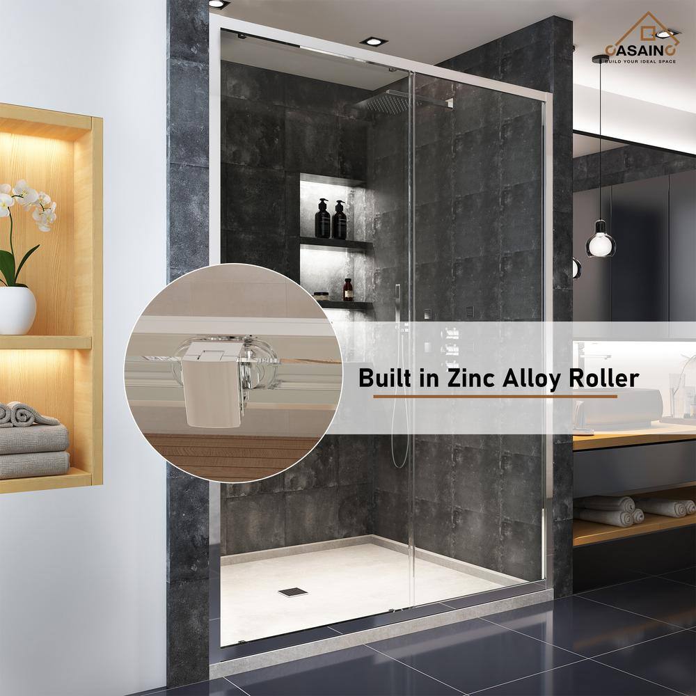 60" x 72" Chrome Framed Single Sliding Shower Door