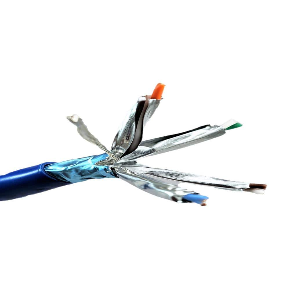 Micro Connectors 500 Feet Cat 6A Stranded & Shielded (F/FTP) CMR Riser Ethernet (26AWG) Cable-Blue (TR4-575BL-500)