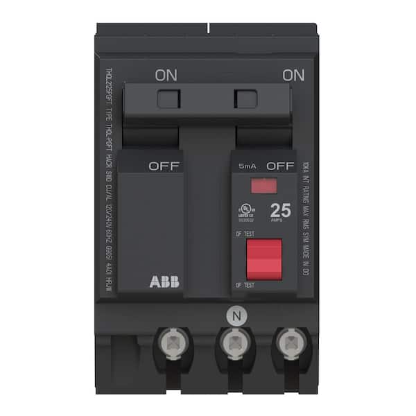 ABB 25 Amp Double Pole Ground Fault Plug-on Neutral Circuit Breaker with Self-Test (THQL2125PGFTA)
