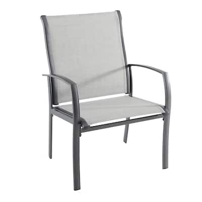 Mix and Match Stationary Grade Aluminum Oversized Outdoor Patio Dining Chair in Sunbrella Augustine Alloy (2-Pack)
