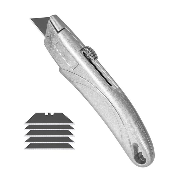 2-Pack Utility Knife, Retractable Box cutter with Aluminum Alloy case, SK5 Blades, 3-Position Handle, 5-Blades