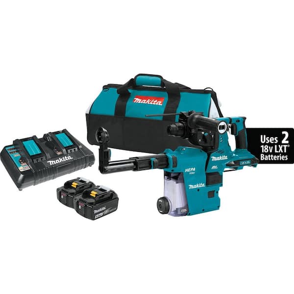 Makita 18V X2 LXT 36V 1-1/8 in. Brushless Cordless Rotary Hammer Kit with HEPA Dust Extractor AFT AWS Capable 5.0 Ah