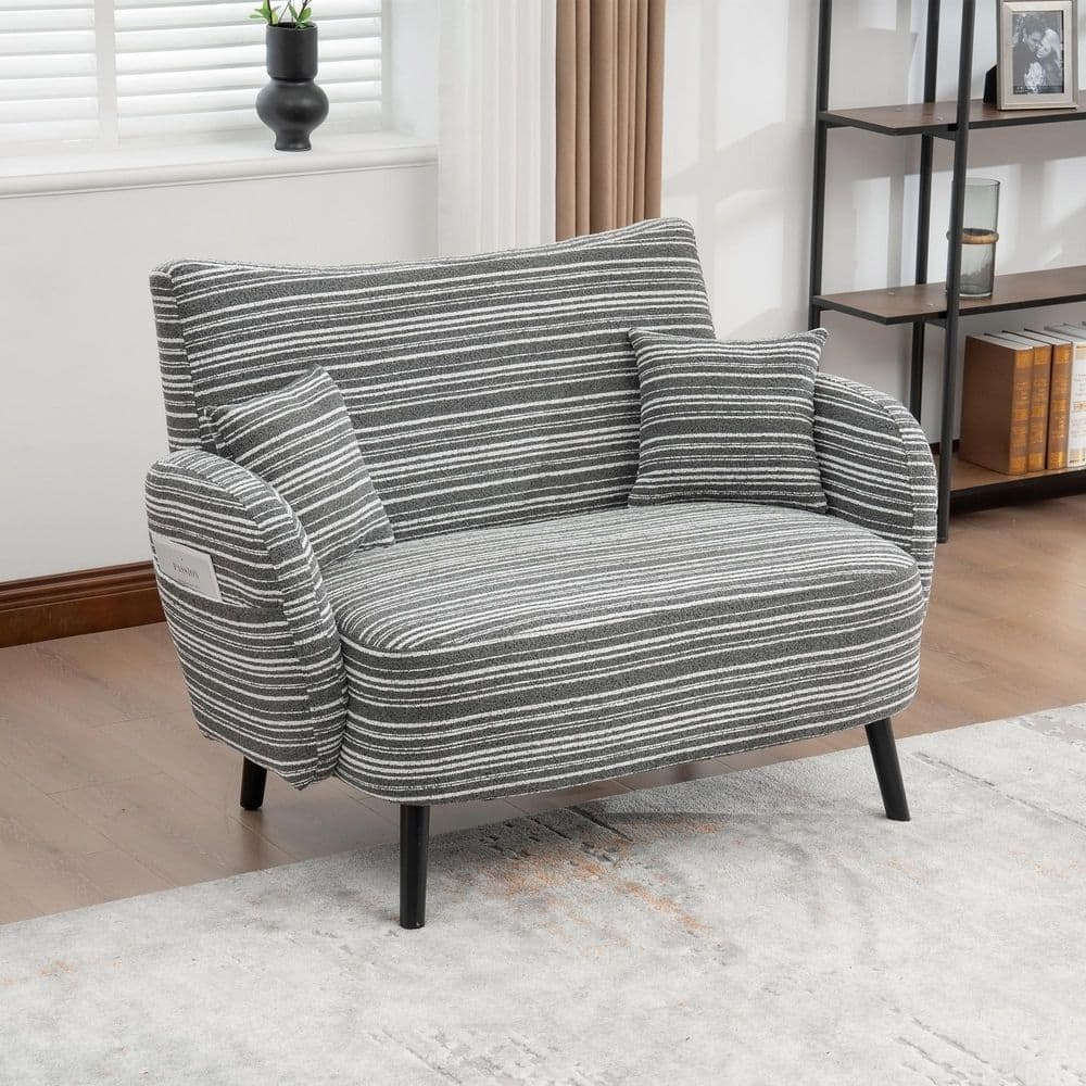 48 in. Modern Dark Gray Boucle 2-Seater Deep-Seated Loveseat Sofa with Armrest Pillows and Storage Pockets price history on PriceWatchPro